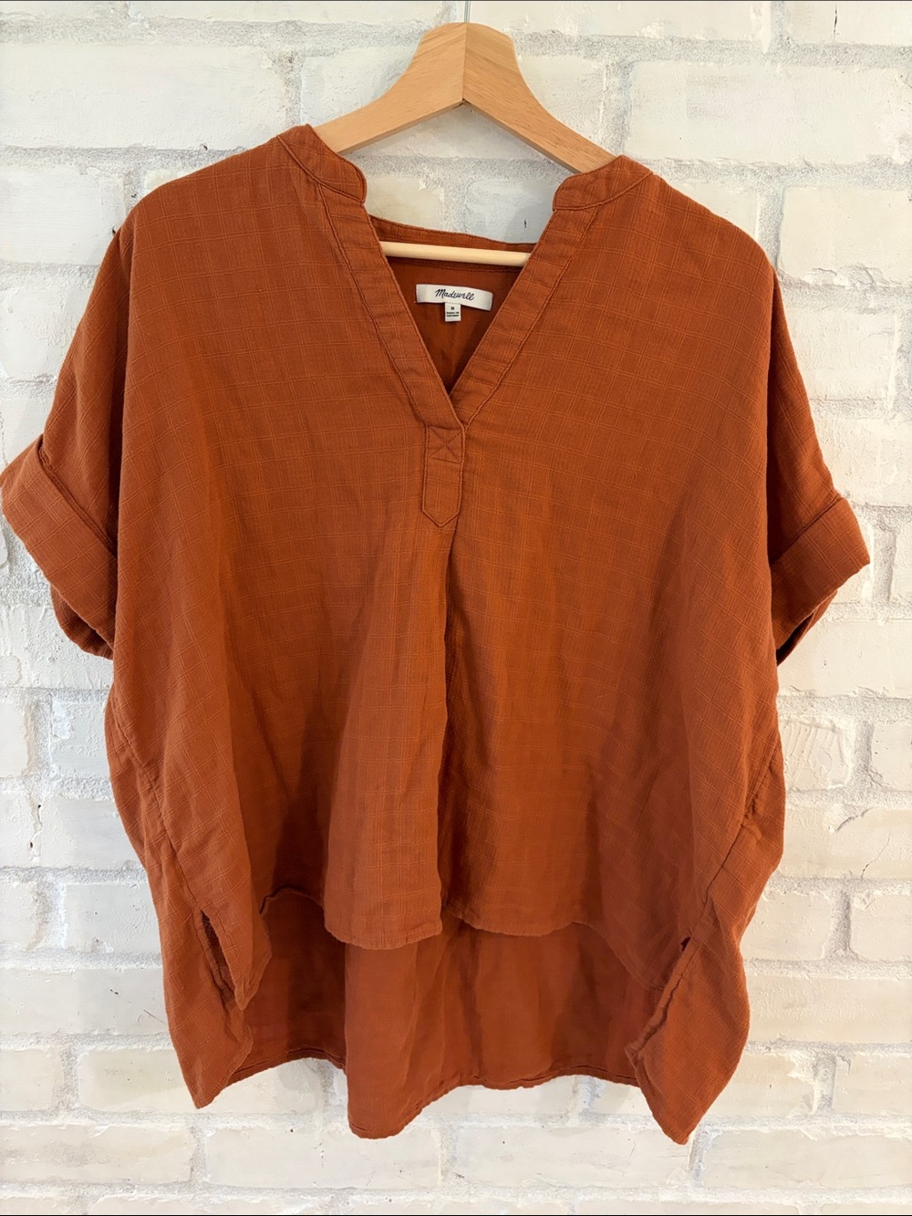 Madewell Rust Orange Short Sleeve Tunic Top